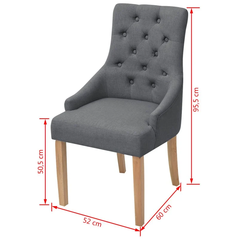 Lot de 2 chaises de salle à manger cuisine style moderne dossier capitonné en tissu gris foncé CDS020531