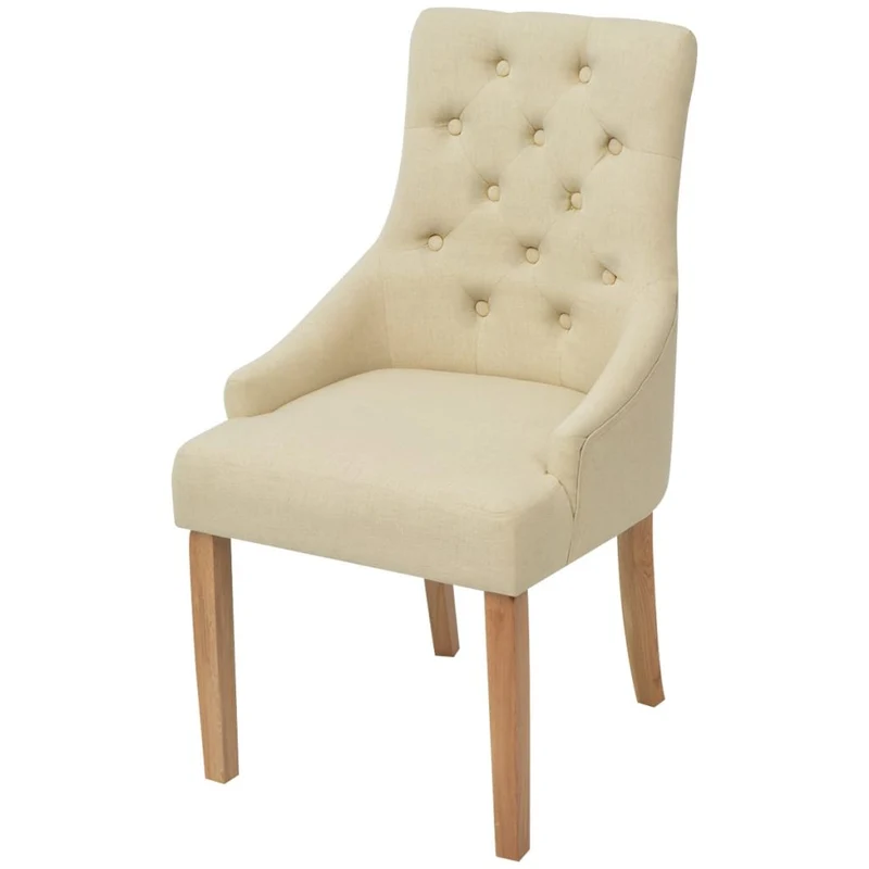 Lot de 2 chaises de salle à manger cuisine crème tissu CDS020433
