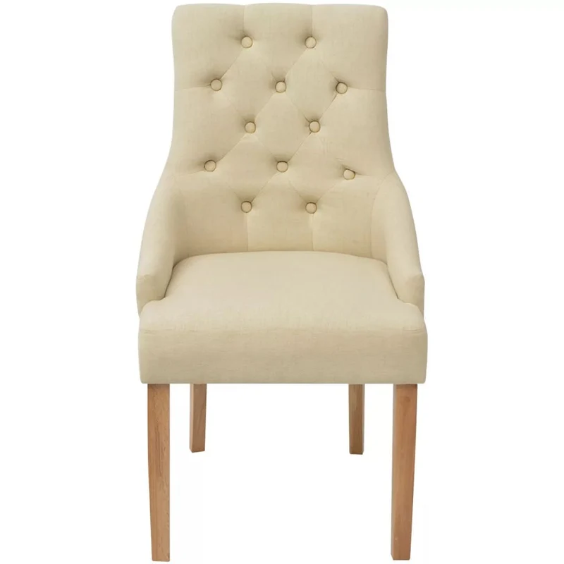 Lot de 2 chaises de salle à manger cuisine crème tissu CDS020433