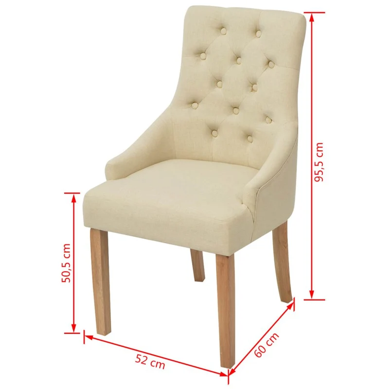 Lot de 2 chaises de salle à manger cuisine crème tissu CDS020433