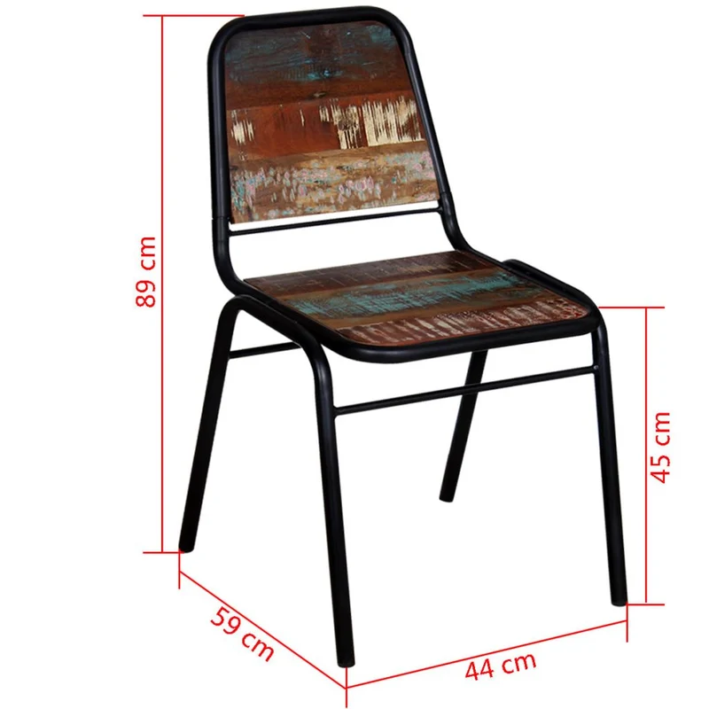 Lot de 2 chaises de salle à manger cuisine style industriel bois de récupération solide CDS020284