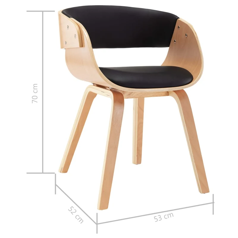 Chaise de salle à manger design moderne en bois courbé et synthétique noir CDS020060
