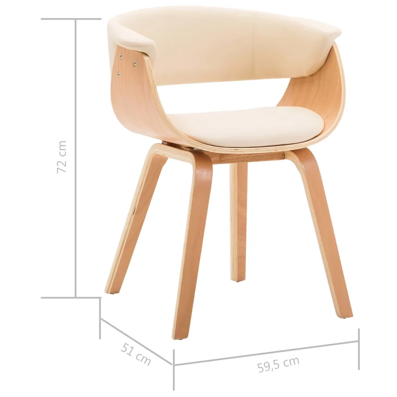 Chaise de salle à manger crème bois courbé et synthétique CDS020024