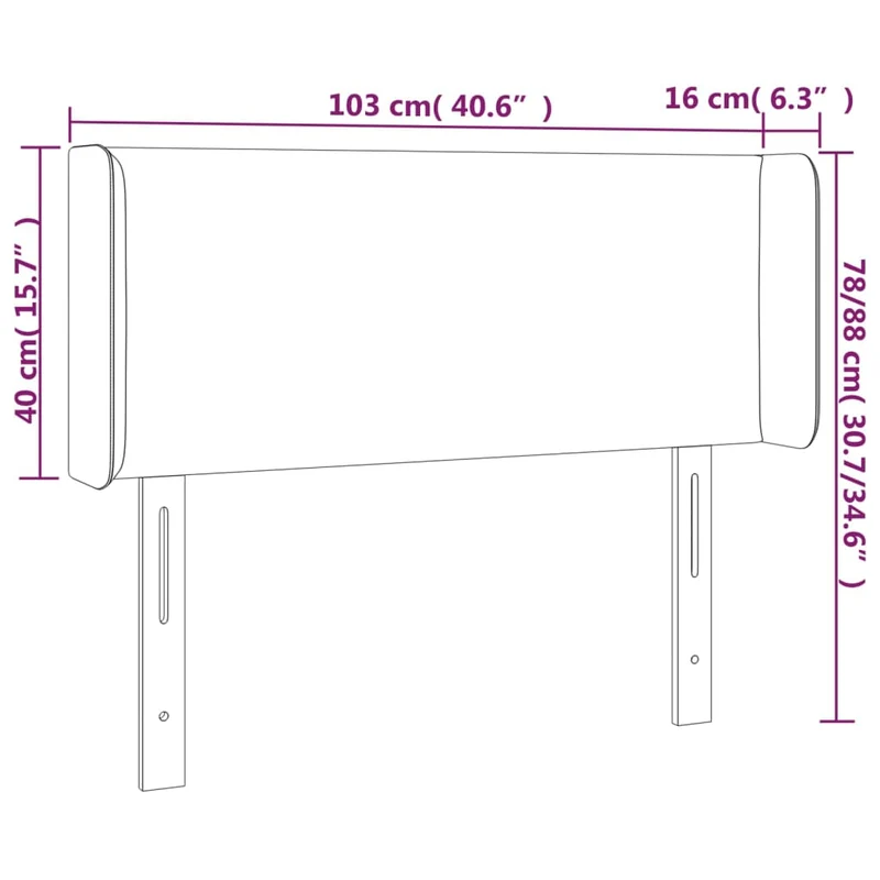 Tête de lit accessoire couchage chambre à coucher meuble à LED 103 x 16 x 78/88 cm synthétique gris TDL0201505
