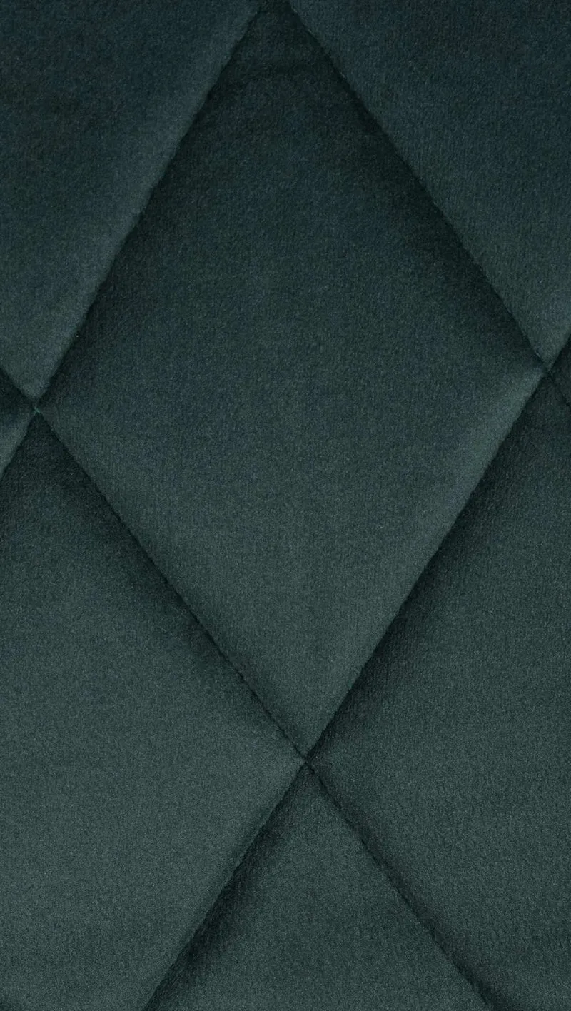 Tabouret de bar en velours vert coutures décoratives pivotant support métal chromé TDB10677