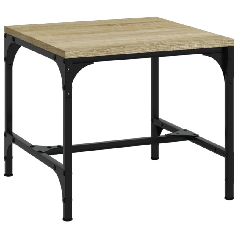 Lot de 2 tables d'appoint 40 x 40 x 35 cm bois ingénierie couleur chêne et acier DEC031309