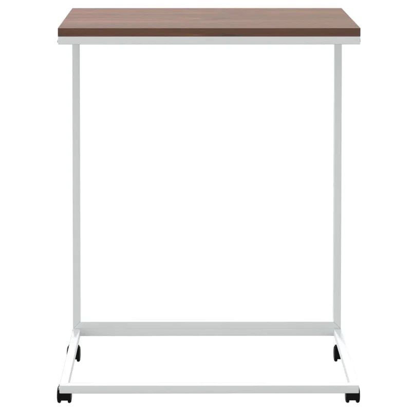 Table d'appoint en forme de C sur roulettes 55 x 35 x 70 cm bois d'ingénierie blanc DEC031292