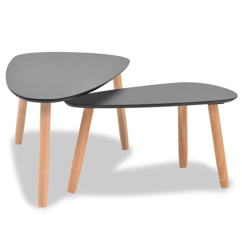 Ensemble de deux tables basses en bois de pin massif et MDF noir DEC031262