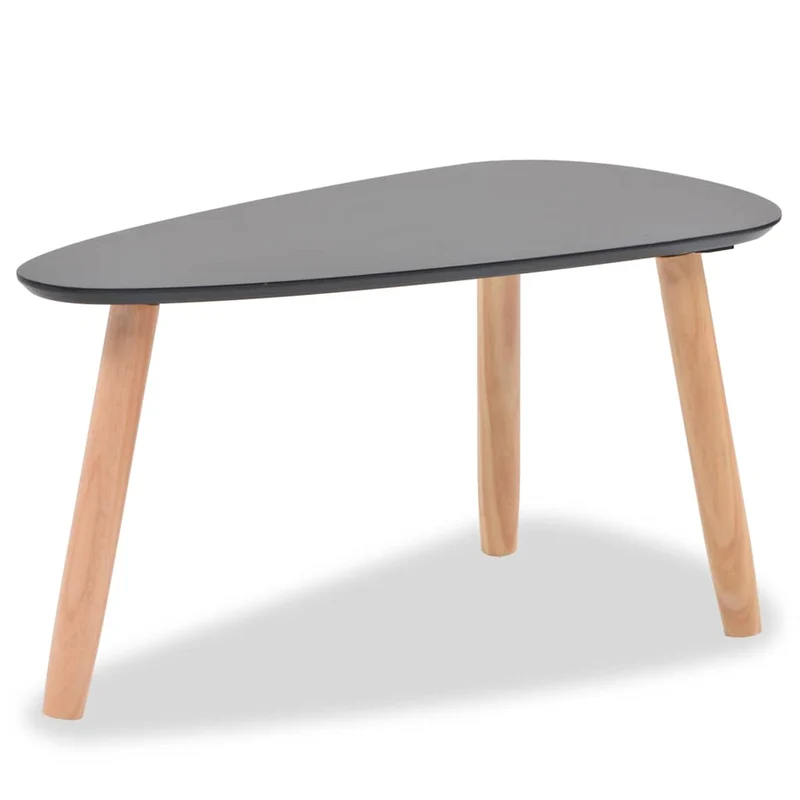Ensemble de deux tables basses en bois de pin massif et MDF noir DEC031262