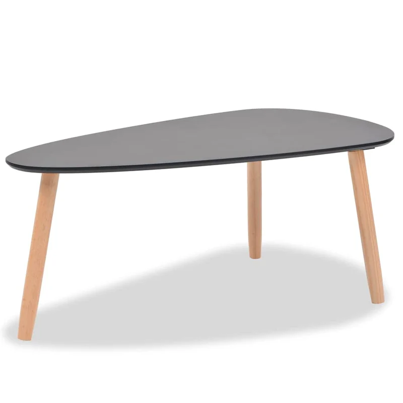 Ensemble de deux tables basses en bois de pin massif et MDF noir DEC031262