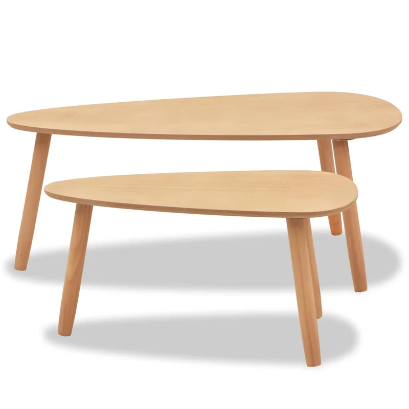 Ensemble de deux tables basses en bois de pin massif et MDF DEC031261