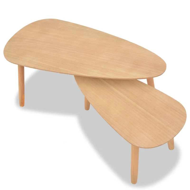 Ensemble de deux tables basses en bois de pin massif et MDF DEC031261