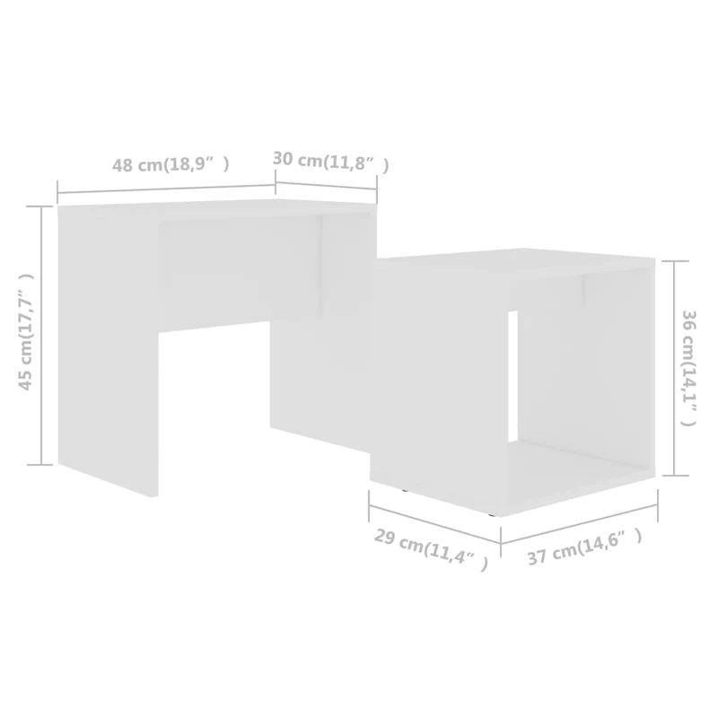 Ensemble de deux table basse 48 x 30 x 45 cm bois d'ingénierie blanc DEC031246