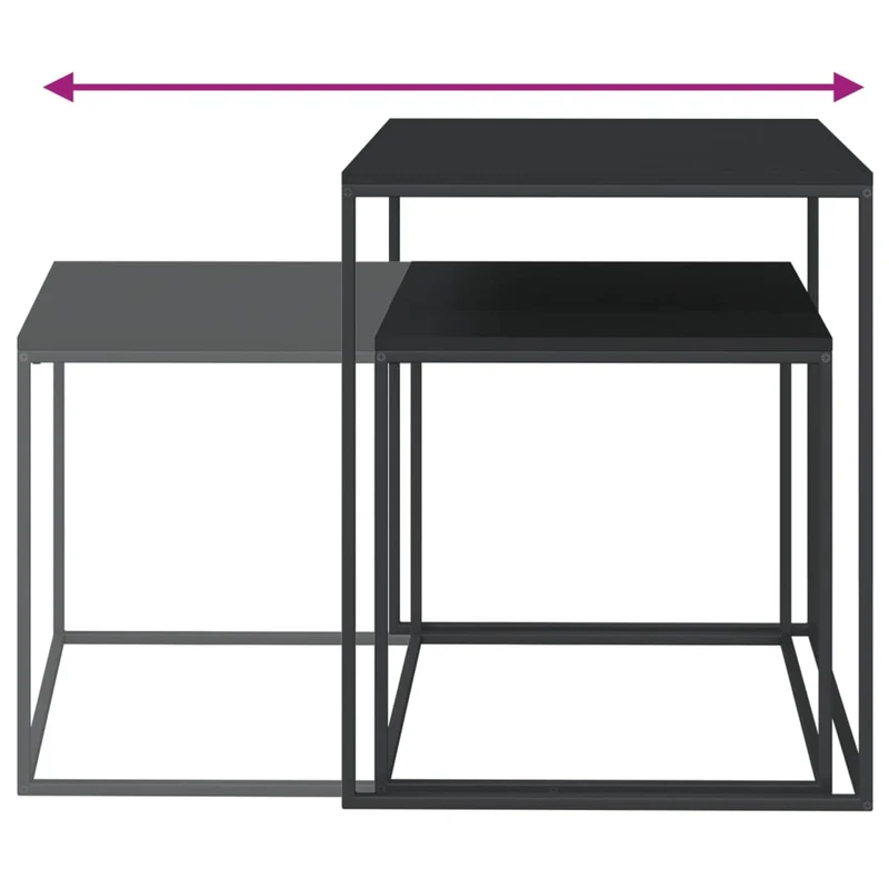 Ensemble de deux table basse tables d'appoint en bois d'ingénierie et métal noir DEC031237