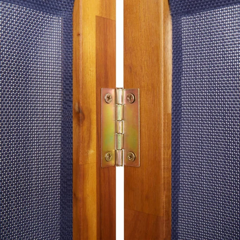 Paravent séparateur de pièce cloison 4 panneaux 280 x 180 cm textilène bleu et bois DEC030859