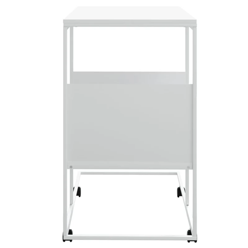 Table d'appoint sur roulettes en forme de C 55 x 36 x 63,5cm en bois d'ingénierie blanc DEC031295
