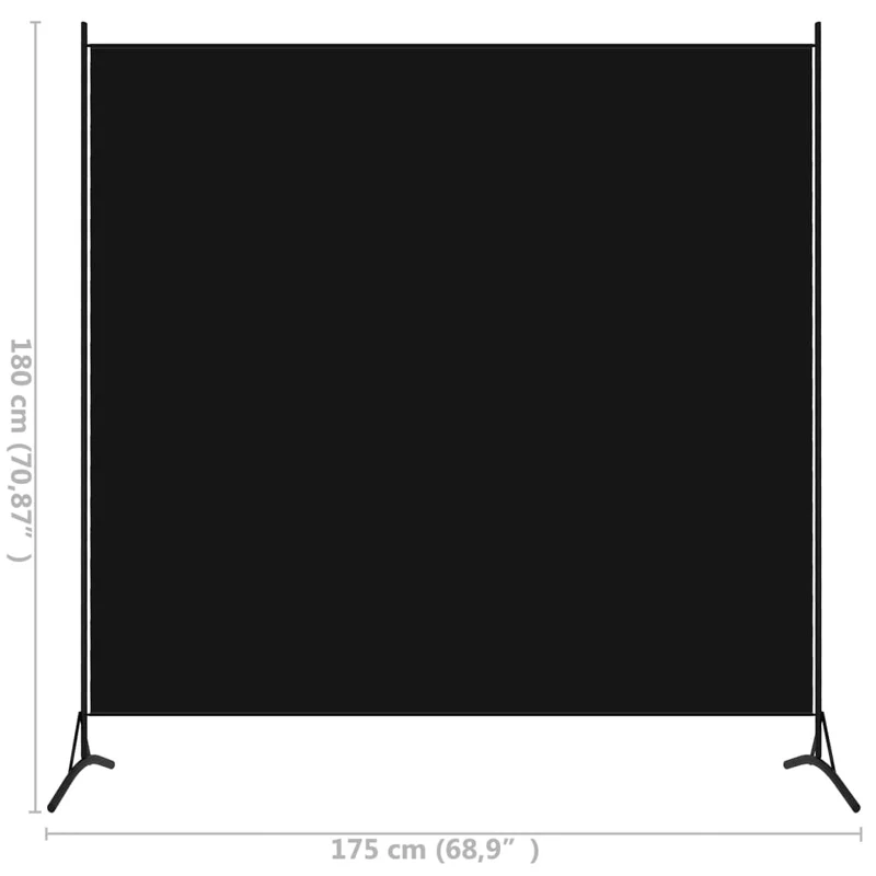 Séparateur de pièce cloison pliable 175 x 180 cm tissu noir DEC031165