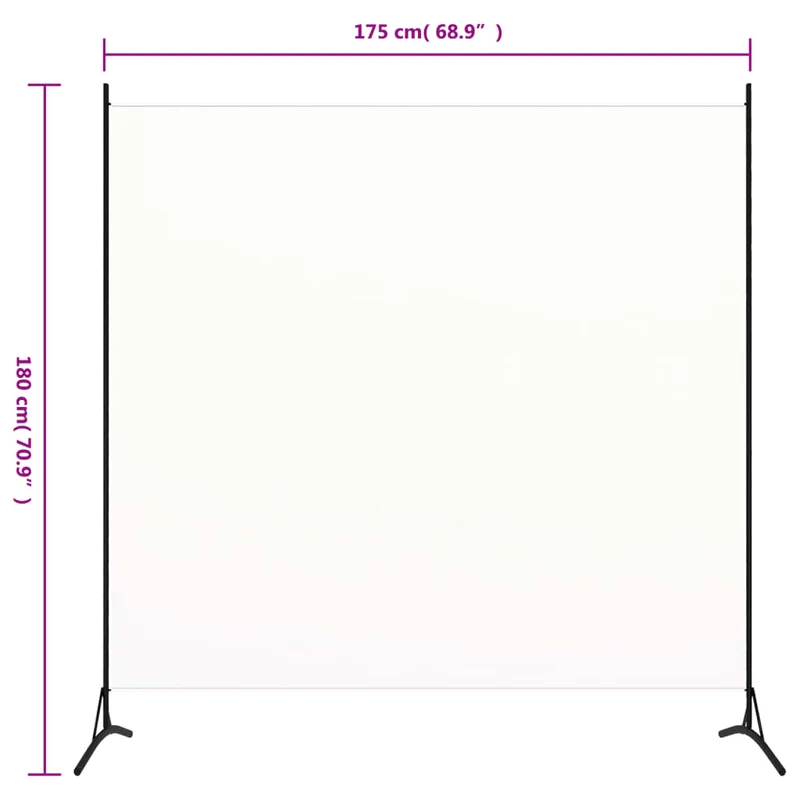 Séparateur de pièce cloison pliable 175 x 180 cm en tissu blanc DEC031143