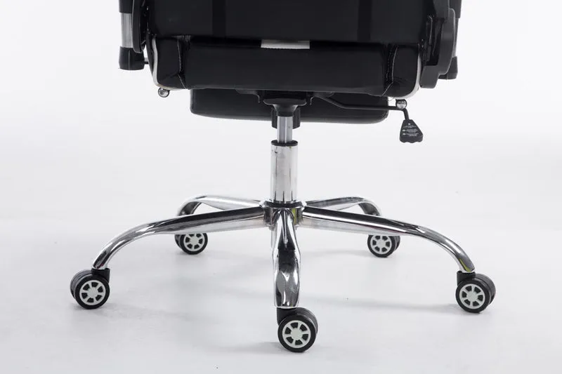 Fauteuil de bureau gamer avec repose-pieds extensible mécanisme de bascule en PVC noir / blanc 10_0002747