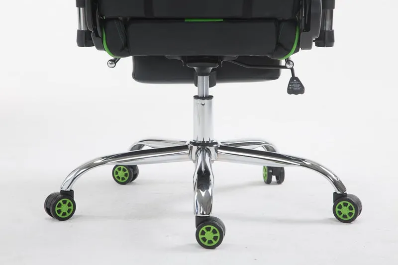 Fauteuil de bureau gamer avec repose-pieds extensible mécanisme de bascule en PVC noir / vert 10_0002744