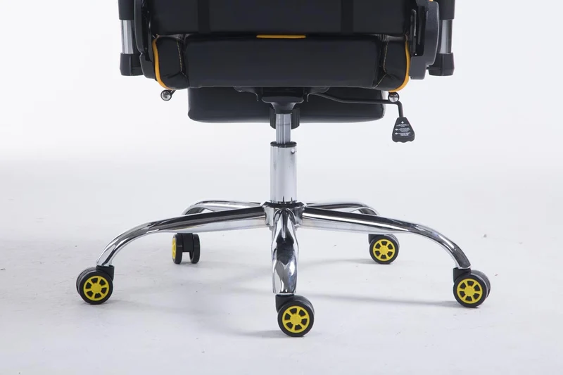 Fauteuil de bureau gamer avec repose-pieds extensible mécanisme de bascule en PVC noir / jaune 10_0002745