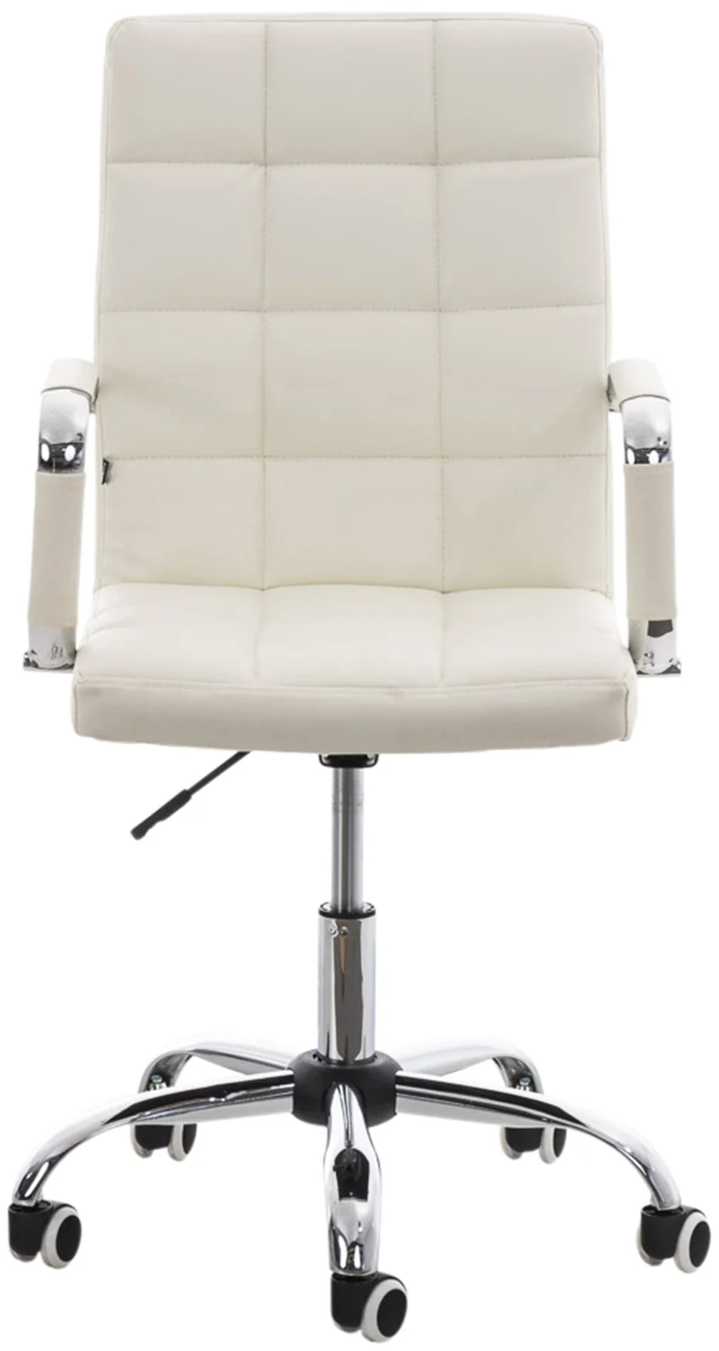 Chaise de bureau mécanisme d'inclinaison hauteur réglable en PVC blanc et métal chromé 10_0002477