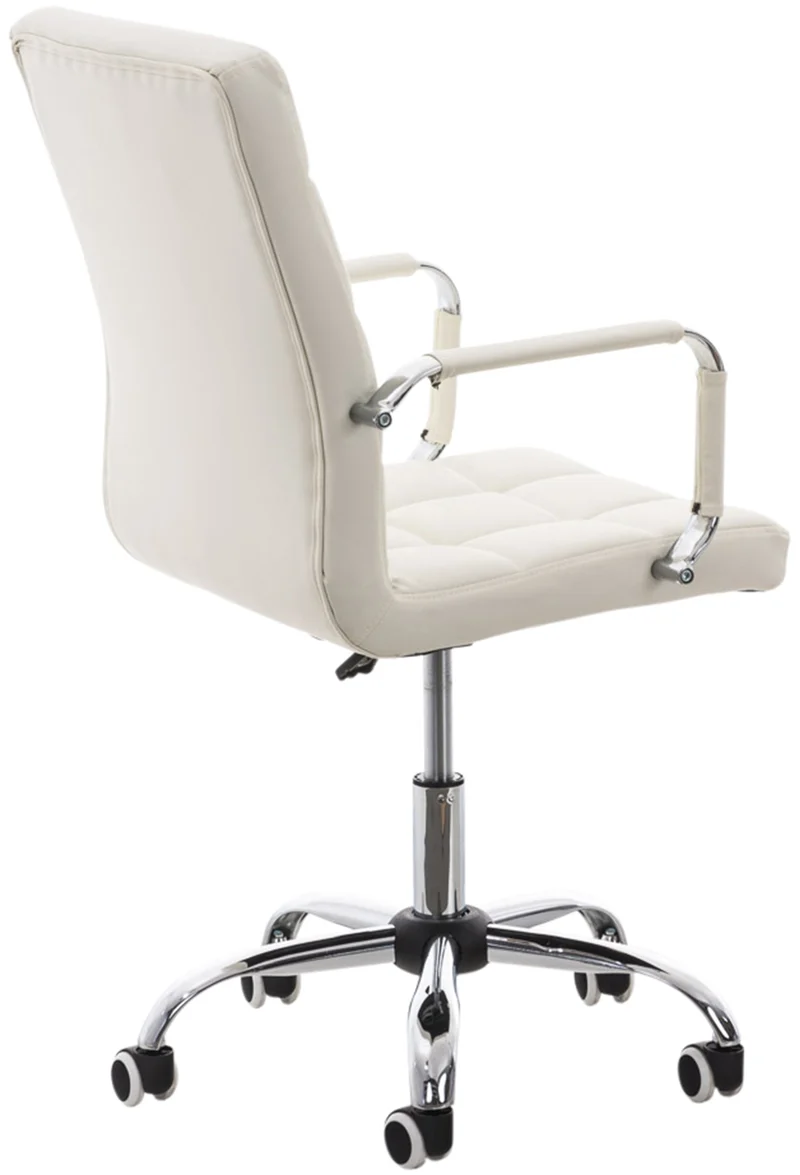 Chaise de bureau mécanisme d'inclinaison hauteur réglable en PVC blanc et métal chromé 10_0002477