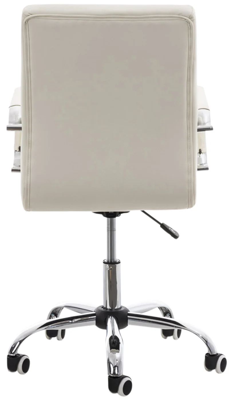 Chaise de bureau mécanisme d'inclinaison hauteur réglable en PVC blanc et métal chromé 10_0002477
