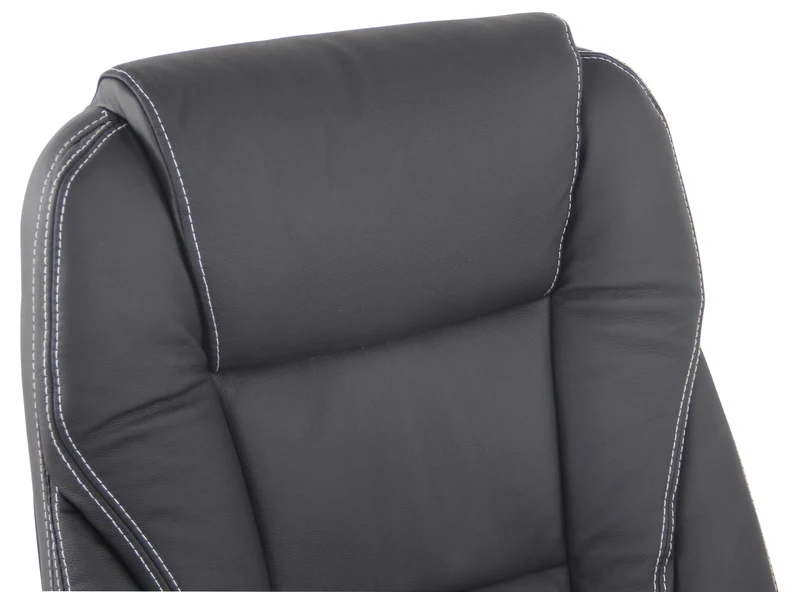 Fauteuil de bureau avec fonction massage et repose-pieds ajustables en véritable cuir noir 10_0002575