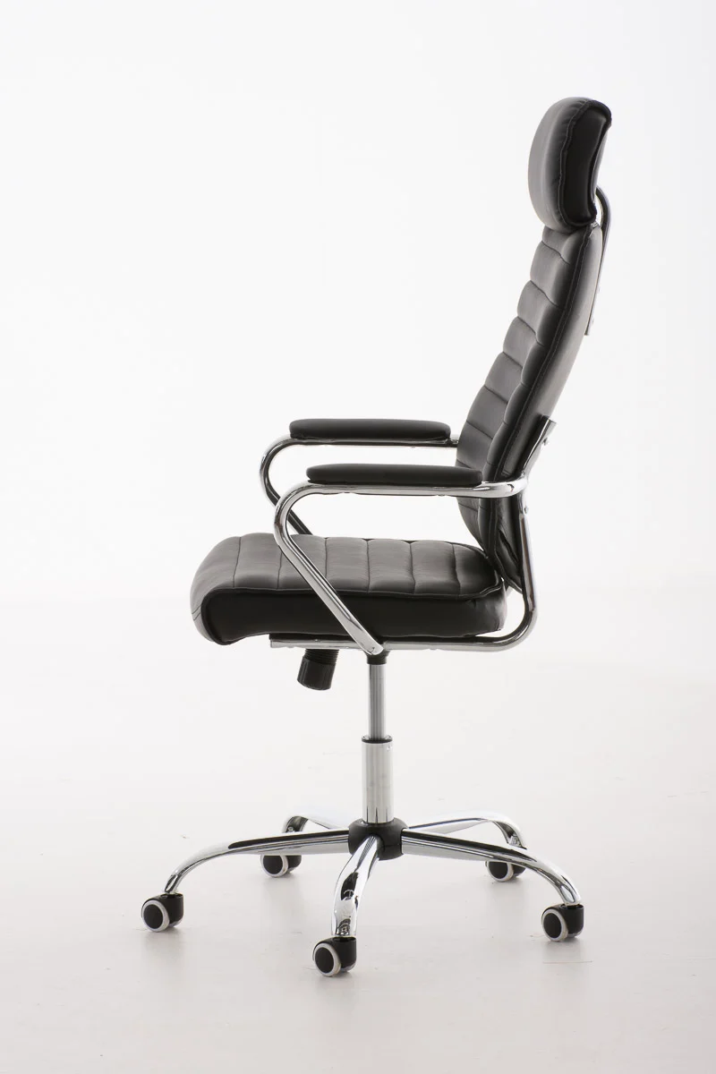 Fauteuil de bureau hauteur réglable pivotant mécanisme de bascule PVC noir et métal chromé 10_0002627