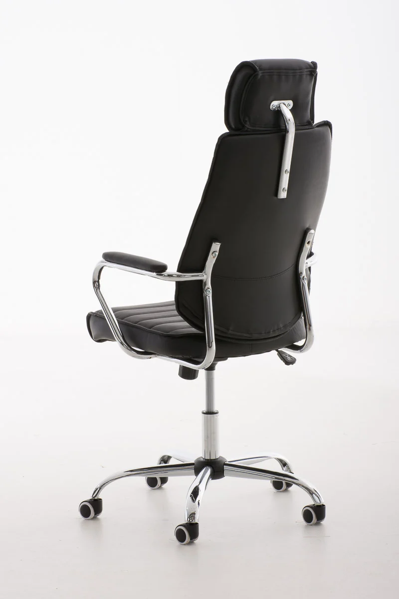 Fauteuil de bureau hauteur réglable pivotant mécanisme de bascule PVC noir et métal chromé 10_0002627