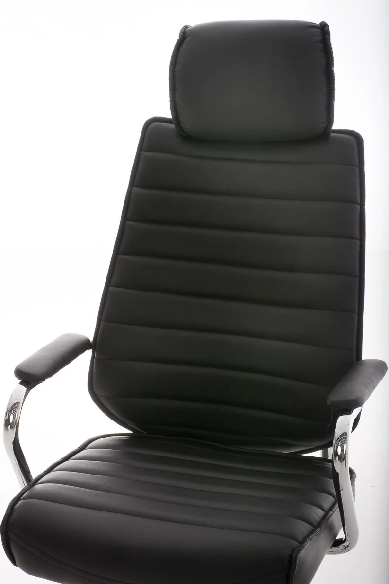 Fauteuil de bureau hauteur réglable pivotant mécanisme de bascule PVC noir et métal chromé 10_0002627