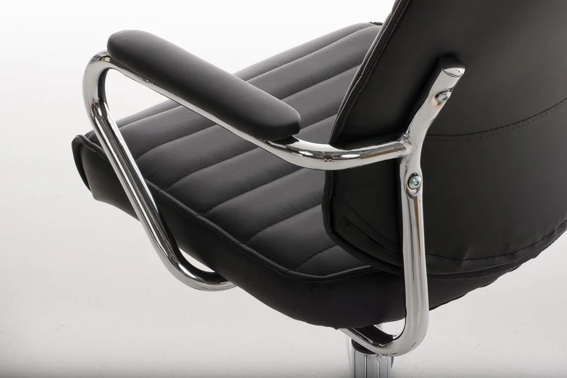 Fauteuil de bureau hauteur réglable pivotant mécanisme de bascule PVC noir et métal chromé 10_0002627