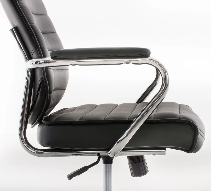 Fauteuil de bureau hauteur réglable pivotant mécanisme de bascule PVC noir et métal chromé 10_0002627