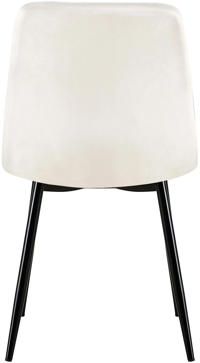 Chaise de salle à manger x1 coutures décoratives verticales assise en tissu velours blanc crème pieds en métal noir 10_0002203