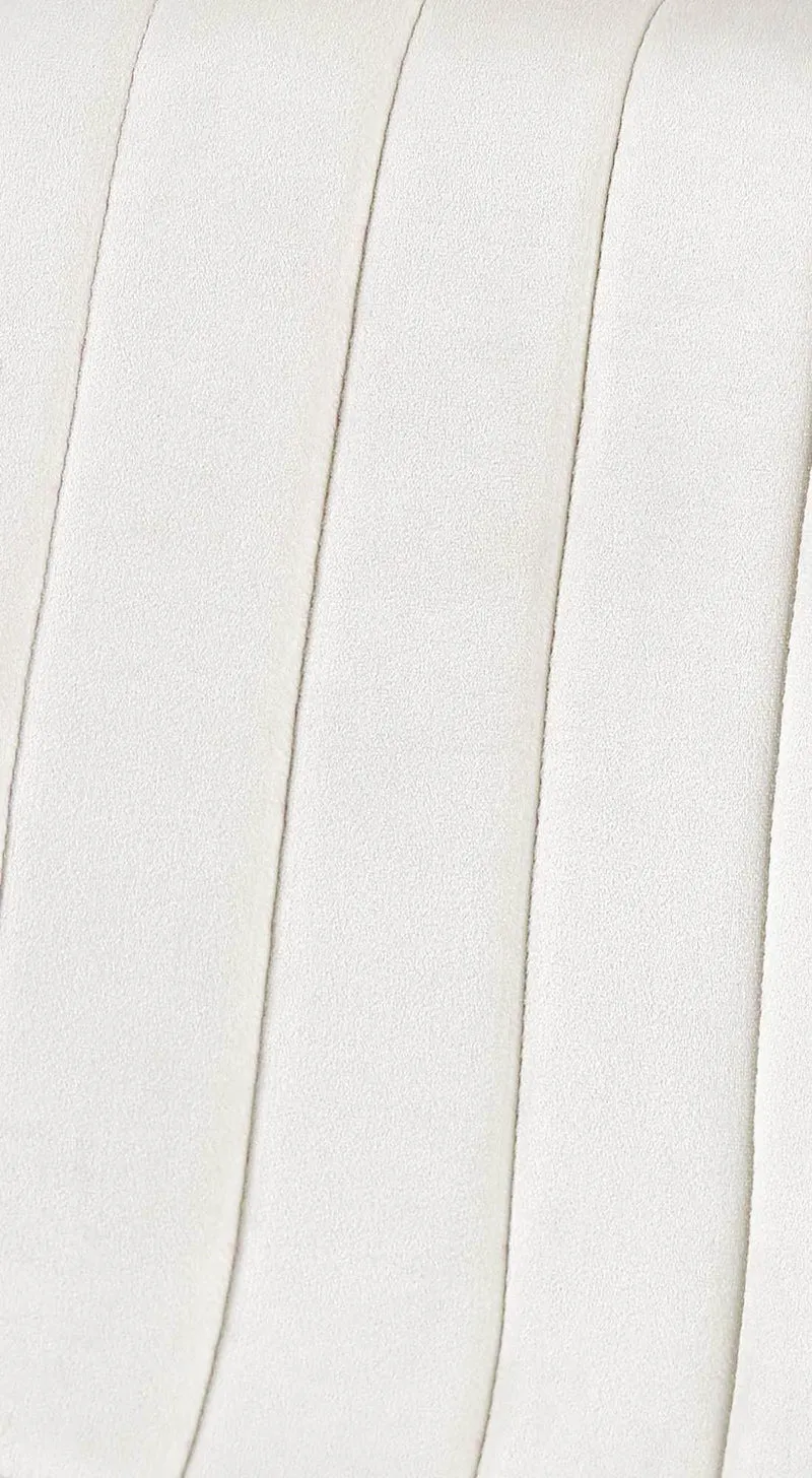 Chaise de salle à manger x1 coutures décoratives verticales assise en tissu velours blanc crème pieds en métal noir 10_0002203