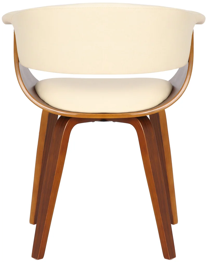 Chaise de bureau salle à manger style scandinave avec revêtement en PVC crème cadre en bois noyer 10_0002193