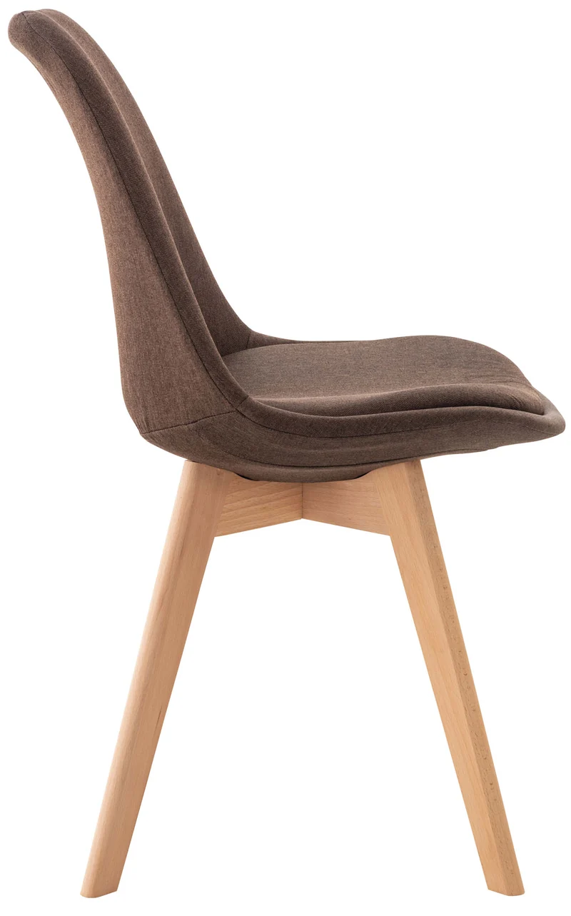 Chaise de salle à manger x1 design scandinave en tissu marron et pieds en bois clair 10_0002289