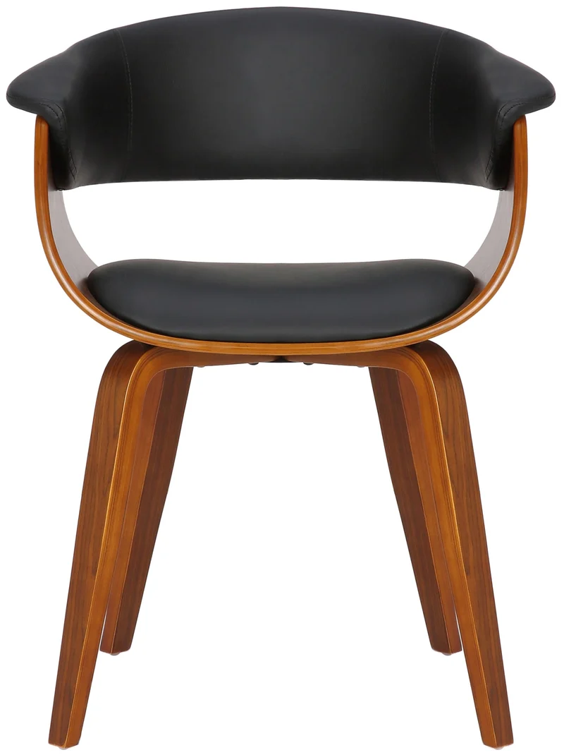Chaise de bureau salle à manger style scandinave avec revêtement en PVC noir cadre en bois noyer 10_0002192