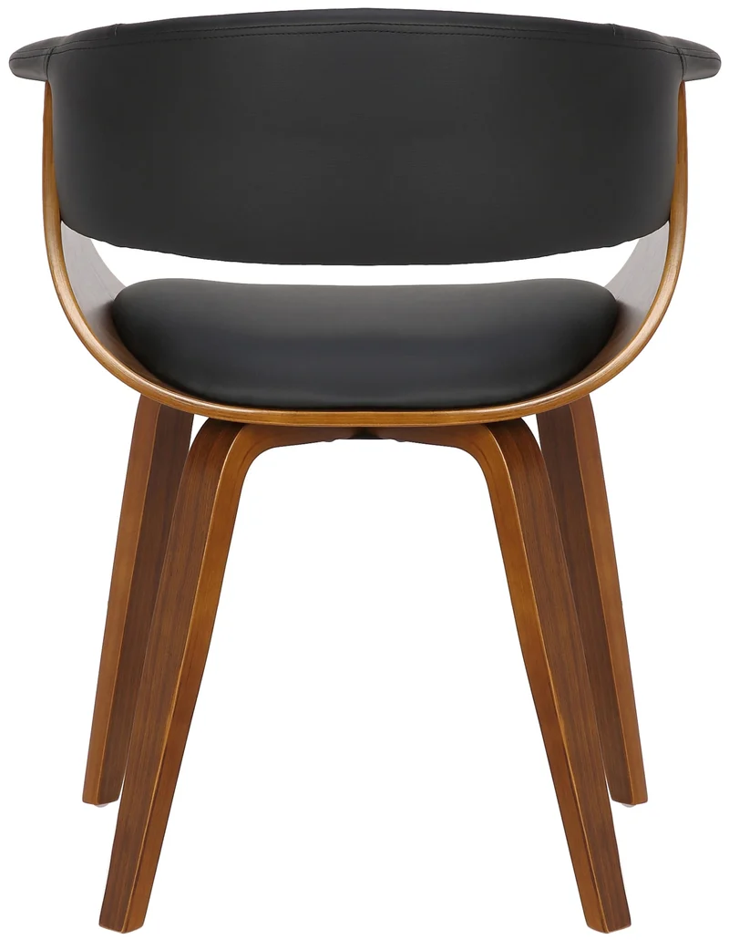Chaise de bureau salle à manger style scandinave avec revêtement en PVC noir cadre en bois noyer 10_0002192