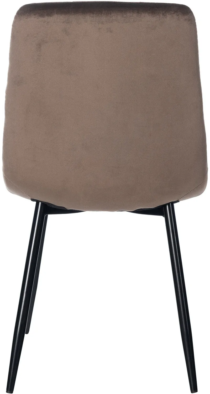 Chaise de salle à manger x1 coutures décoratives carrées en tissu velours marron et métal noir 10_0002130