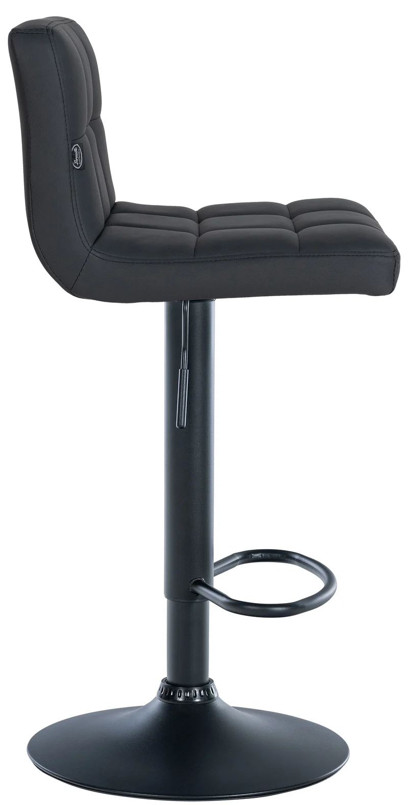 Tabouret de bar chaise haute de bar pied trompette métal noir siège synthétique noir TDB10613