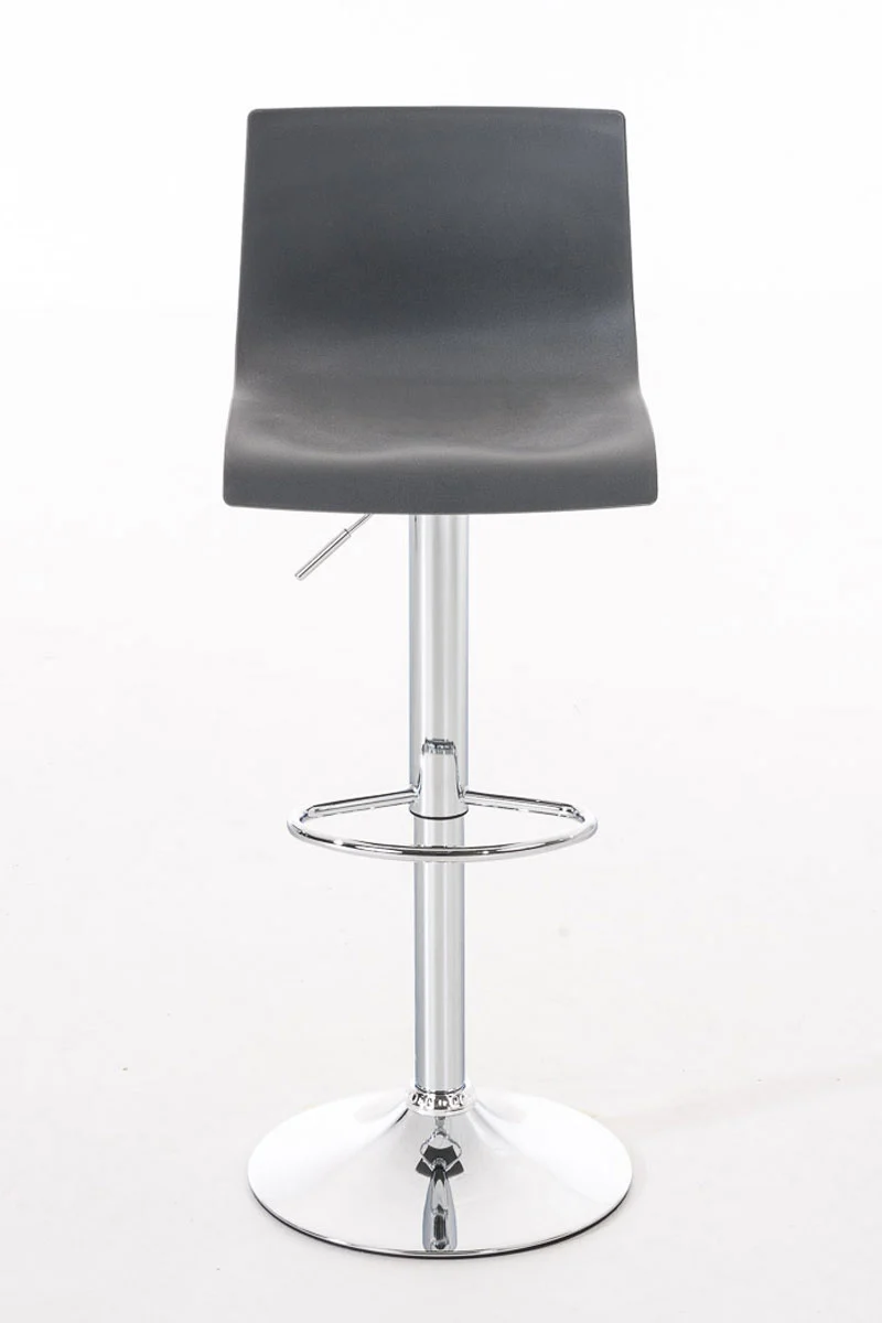Tabouret de bar avec repose-pieds plastique gris piètement trompette 10_0001331