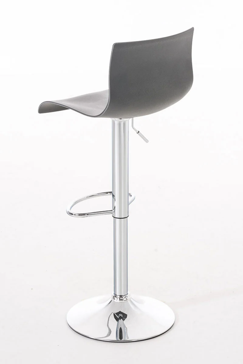 Tabouret de bar avec repose-pieds plastique gris piètement trompette 10_0001331