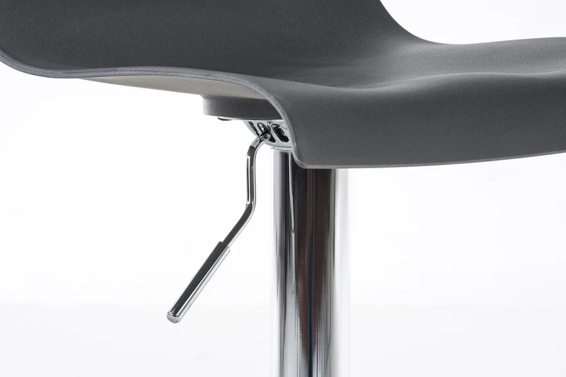 Tabouret de bar avec repose-pieds plastique gris piètement trompette 10_0001331