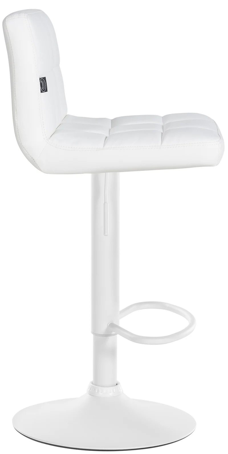 Tabouret de bar chaise haute de bar pied trompette métal blanc siège synthétique blanc TDB10614
