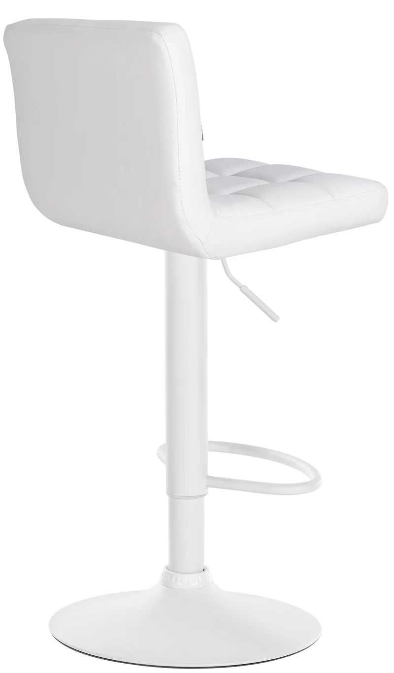 Tabouret de bar chaise haute de bar pied trompette métal blanc siège synthétique blanc TDB10614
