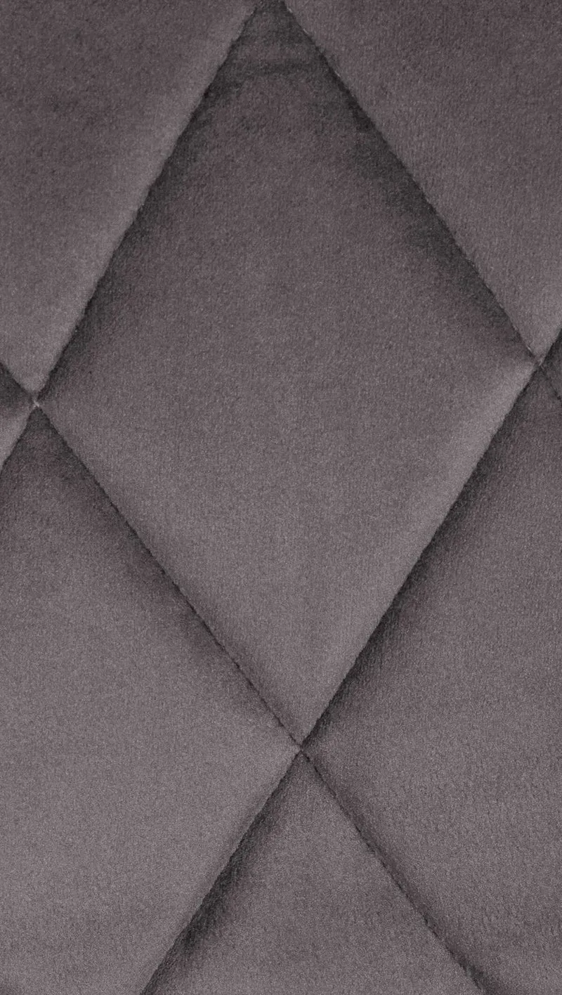 Tabouret de bar en velours gris coutures décoratives pivotant support métal noir TDB10666