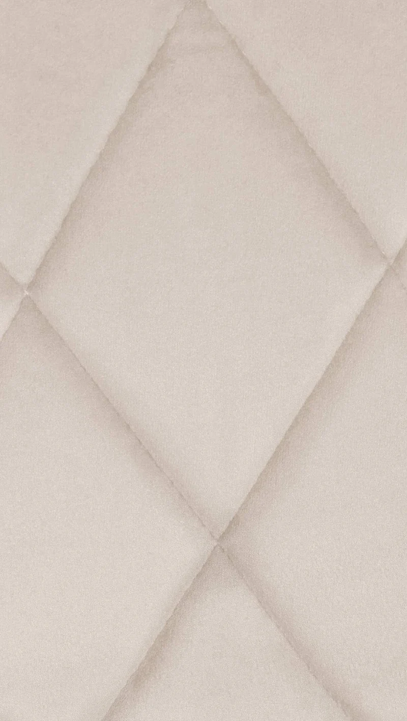 Tabouret de bar en velours crème coutures décoratives pivotant support métal blanc TDB10660