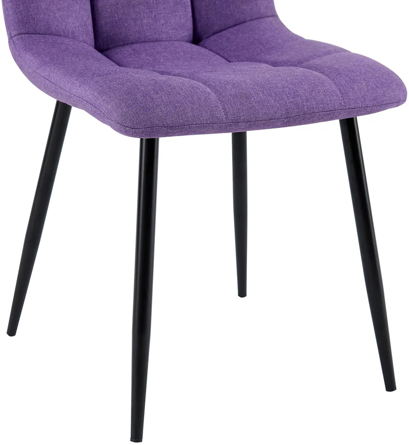 Lot de 4 chaises de salle à manger en tissu violet pieds métal noir design moderne et confortable CDS10414